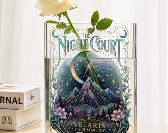 Jarrón de libros Velaris The Night Court Acotar, decoración de estantería Velaris The Night Court, Corte de los Sueños, jarrón acrílico Inner Circle Acotar