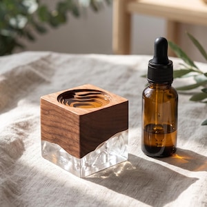 Handgemaakte Zen-tuin etherische olie diffuser, bureau decoratie van walnoothout, hars landschap aromatherapie