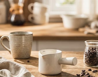 Double-Spout Ceramic Measuring Cup, 3oz Espresso Shot Glass with Scale