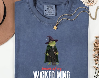 Comfort Colors Witch Frog Shirt, Spooky Season Graphic Tee, Halloween Meme Apparel