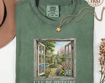 Comfort Colors Gardening Shirt | Cottagecore Floral Window View Tee