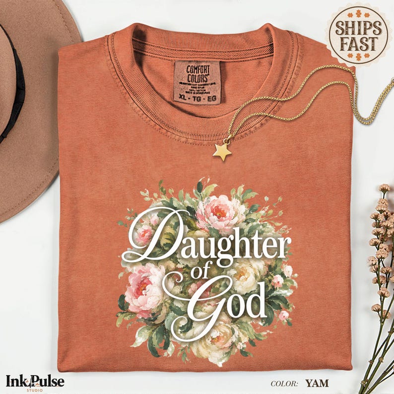 Comfort Colors® Christian Floral Tee, Daughter of God Shirt, Vintage Christian T Shirt, Jesus Gift for Women image 17