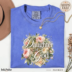 Comfort Colors® Christian Floral Tee, Daughter of God Shirt, Vintage Christian T Shirt, Jesus Gift for Women image 18