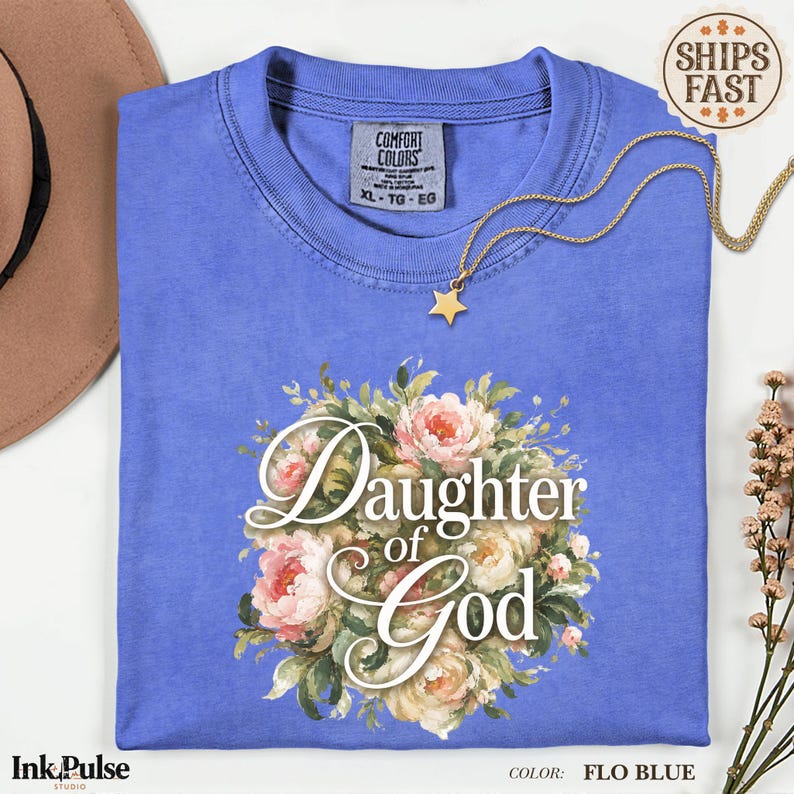 Comfort Colors® Christian Floral Tee, Daughter of God Shirt, Vintage Christian T Shirt, Jesus Gift for Women image 18