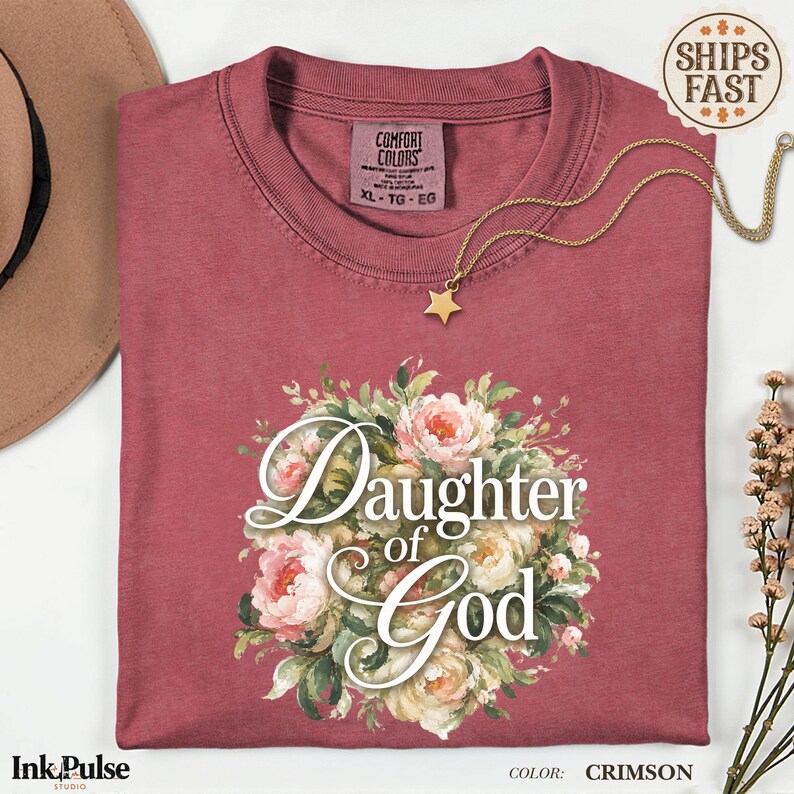 Comfort Colors® Christian Floral Tee, Daughter of God Shirt, Vintage Christian T Shirt, Jesus Gift for Women image 19