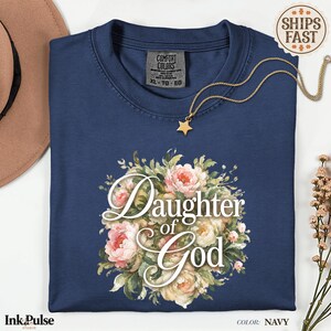 Comfort Colors® Christian Floral Tee, Daughter of God Shirt, Vintage Christian T Shirt, Jesus Gift for Women image 12