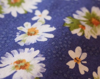 Apron Made to Order Your Size Any Style Three Styles This Fabric- Blue Background White Daisy cotton