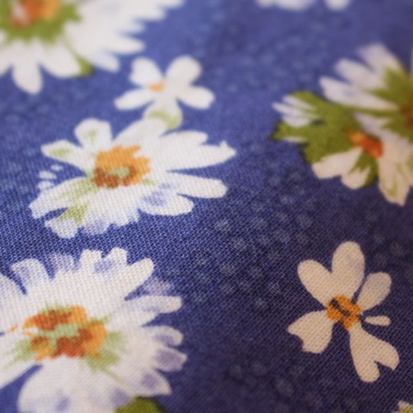 Apron Made to Order Your Size Any Style Three Styles This Fabric- Blue Background White Daisy cotton