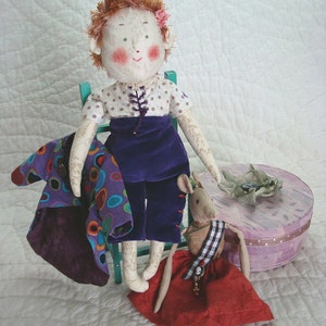 OOAK Art Doll Collectors Peony as The Mad Hatter Doll Set Alice in Wonderland Mouse Chair Hatbox Tophat image 2