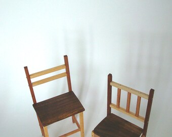 Chair Collectors Wooden Three Rung Back Miniature Natural Oak Ash Black Walnut Seat 8 inches High Chair Display