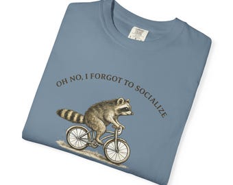 Funny Homeschool Shirt | I Forgot to Socialize the Children | Homeschool Mom Gift | Co-op Life Tee | Raccoon Bicycle Shirt