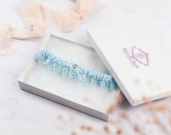 Something Blue - Bridal Garter - Embroidered Bridal Garter UK - Vintage Inspired Garter Set - Bridal Garter UK - Embroidery also avilable