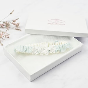 Wedding Garter - New  Collection &#39;Olivia&#39; Bridal Garter -  Embroidered Bridal Garter Set - Personalised Wedding Garter UK - Bridal Garter UK
