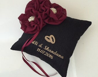 Ring Pillow - Personalised Stardust Wedding Ring Pillow - Embroidered Ring Pillow - Custom Wedding Pillow UK - Handmade Ring Cushion