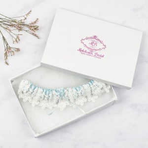 Wedding Garter - New Collection - Vintage Inspired Bridal Garter -  Embroidered Bridal Garter Set UK - Personalised Wedding Garter UK