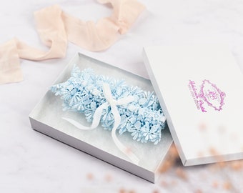 Bridal Garter - Vintage 'Blue Ice' Bridal Garter - Something Blue Garter Set - Embroidery Wedding Garter Set UK - Custom Made Garter UK