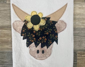 Highland cow Kitchen Towel | Farmhouse Country Decor| handmade applique