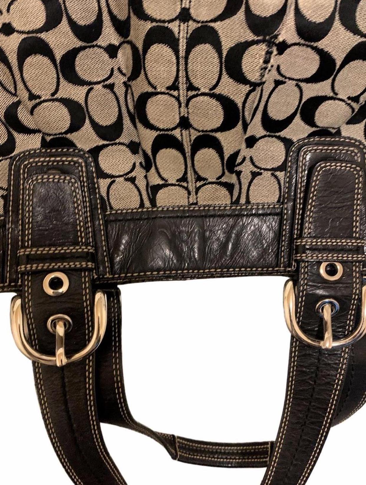 Coach Y2K Soho Signature C Canvas Leather Trim Tote Shoulder Bag