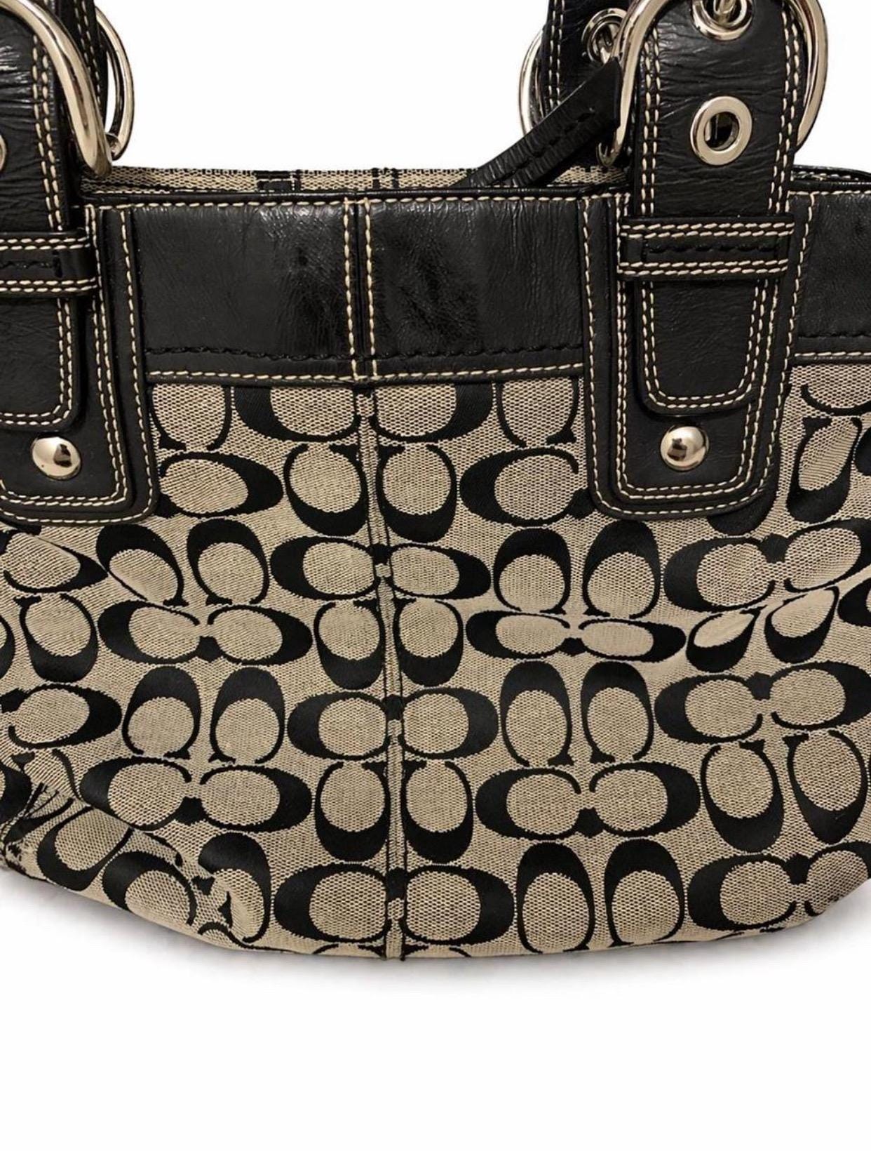 Coach Y2K Soho Signature C Canvas Leather Trim Tote Shoulder Bag