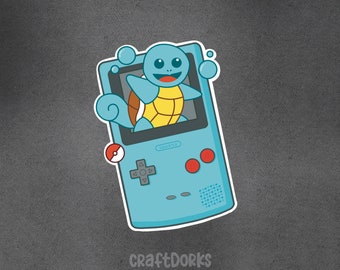 Squirtle Gameboy Sticker, Glossy Vinyl Pokemon Sticker