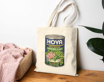 Hoya Plant Can Illustration Tote Bag | Botanical Vintage Can Art