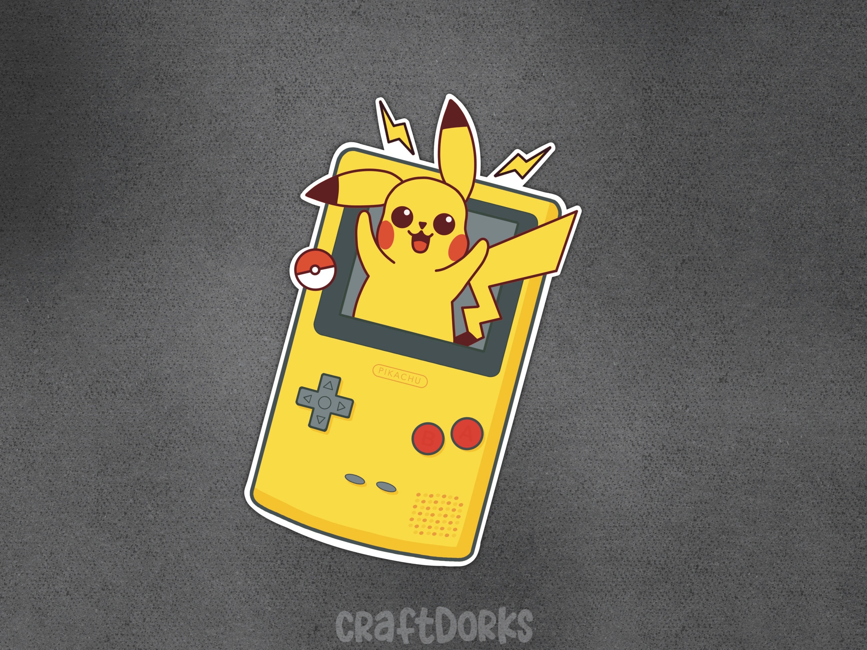 Pikachu Sticker, Gameboy Color Sticker, Pokemon Sticker, Gameboy Sticker
