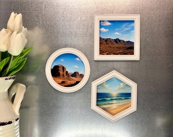 Modern Magnetic Fridge Photo Frames: Minimalist 3D Printed Decor - Set of 3