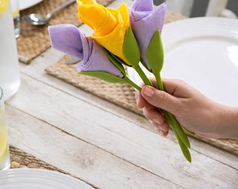 Set di anelli portatovaglioli a forma di fiore, decorazione romantica per la tavola, elegante decorazione per la cena, allestimento per la tavola di nozze, set da 4