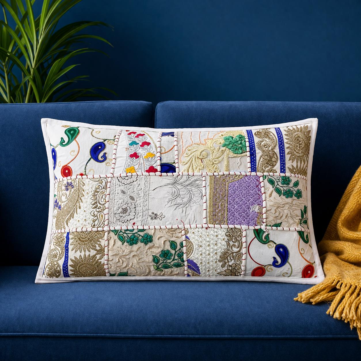 Stylo Culture Cuscino Da Pavimento Etnico Fodera Patchwork Vintage Grigio 32x32 Enorme Decorativo Rotondo Decorazione Per Seduta Tuffet Copri Pouf Poggiapiedi Cotone Ricamato 1 Pz