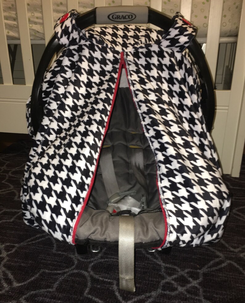 Fleece Baby Car Seat Carrier Canopy Cover Houndstooth Etsy