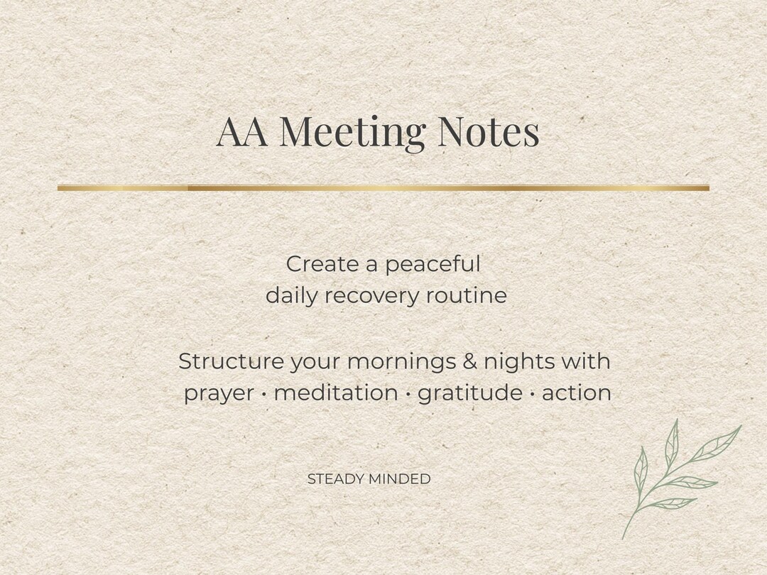 AA Meeting Notes Printable • Recovery Worksheet • Big Book Study ...