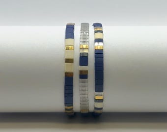 Handmade Miyuki Tila Tile Bracelet – Multicolored Beaded Elastic Stacking Jewelry