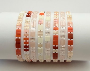 Handmade Miyuki Tila Tile Bracelet – Multicolored Beaded Elastic Stacking Jewelry