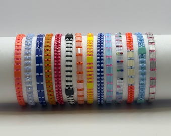 Handmade Miyuki Tila Tile Bracelet – Multicolored Beaded Elastic Stacking Jewelry