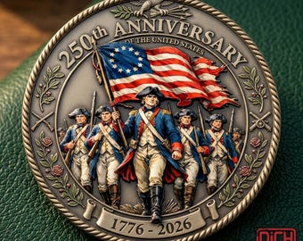 Custom 250th Anniversary Commemorative Metal Coin – Patriotic Engraved Keepsake