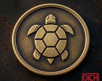 Personalized Turtle Coin Pendant, Vintage Brass Nautical Charm for Necklace or Display