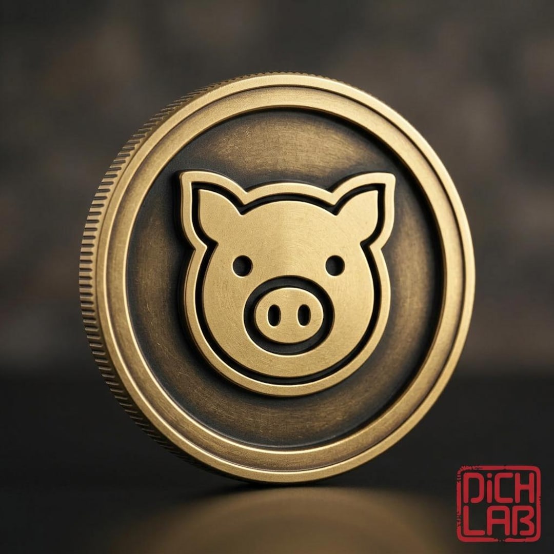 Pig Coin 3D/2D: Vintage Brass Lucky Token, Custom Engraving Available ...