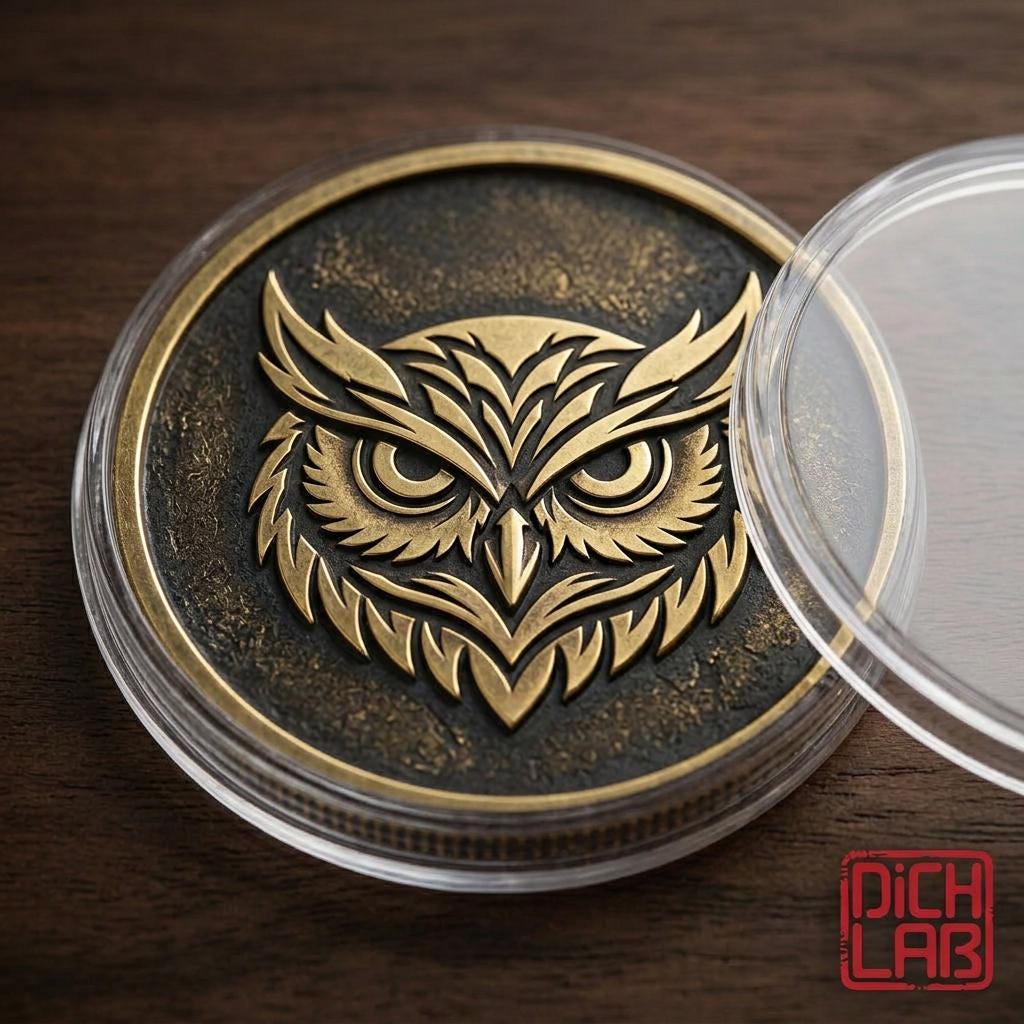 Owl Metal coin Vintage Bronze Collector's Coin Custom Engraving Thoughtful Gift Birthday