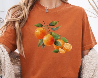 Comfort Colors Vintage Orange Fruit Shirt, Retro Aesthetic Graphic Tee