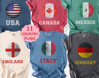 Comfort Colors® World Soccer Cup Country Flag Shirt, Soccer Cup 2026 Fan T-Shirt, Choose Your Team
