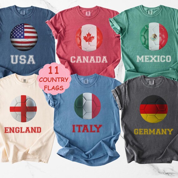 Comfort Colors® World Soccer Cup Country Flag Shirt, Soccer Cup 2026 Fan T-Shirt, Choose Your Team