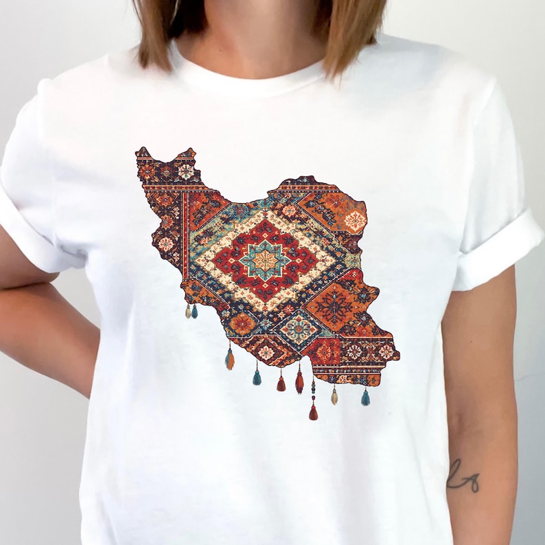 Free Iran Shirt, Iran Freedom Tee, Persian Map Graphic Shirt, Peace Not War Tee image 1