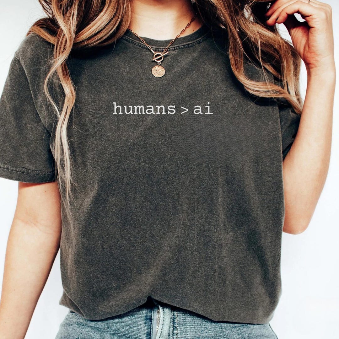 Comfort Colors® Humans Over AI Shirt, Minimal Anti AI Statement Tee ...