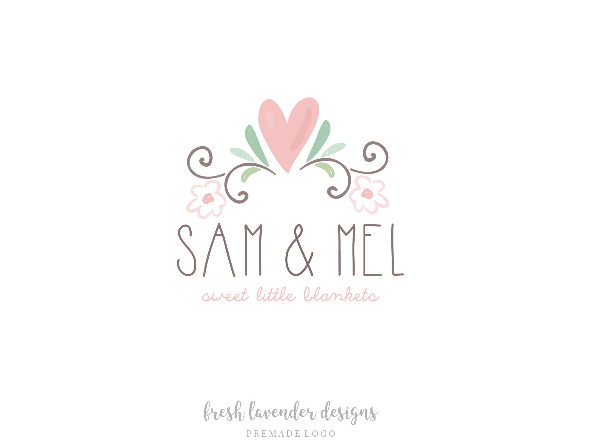 Premade Logo Hand Drawn Logo Heart Logo Children's | Etsy