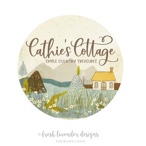 Cottage Logo, Custom Logo, Premade Logo, Hand Drawn Logo, Branding, Custom Branding, Shabby Chic Logo, Rustic Logo, Farmhouse Logo