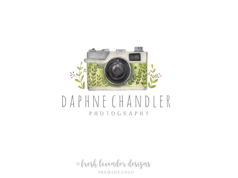 Logowith Camera, Camera Logo, Custom Logo, Logo Designer, Hand Drawn Logo, Logo with a Heart, Affordable Branding, Photography Watermark image 1