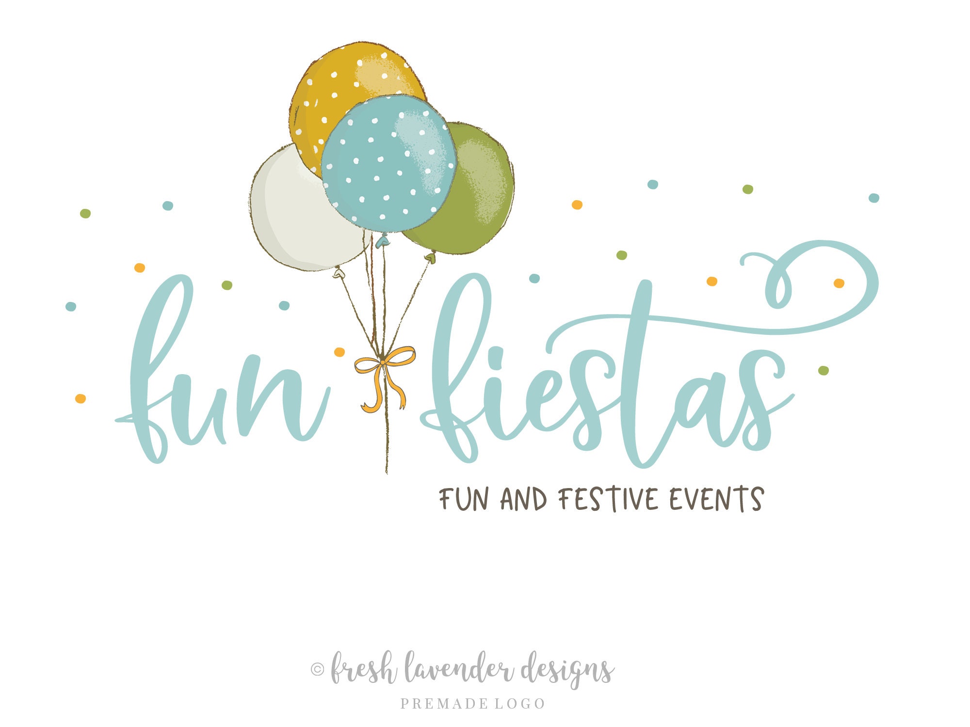 Balloons Event Logo Party Planning Confetti Premade Logo 