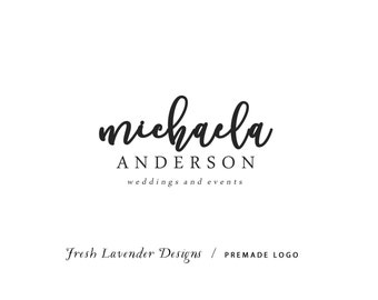 May include: Black and white logo design for a wedding and event planner named Michaela Anderson. The text "Fresh Lavender Designs / PREMADE LOGO" is also included.