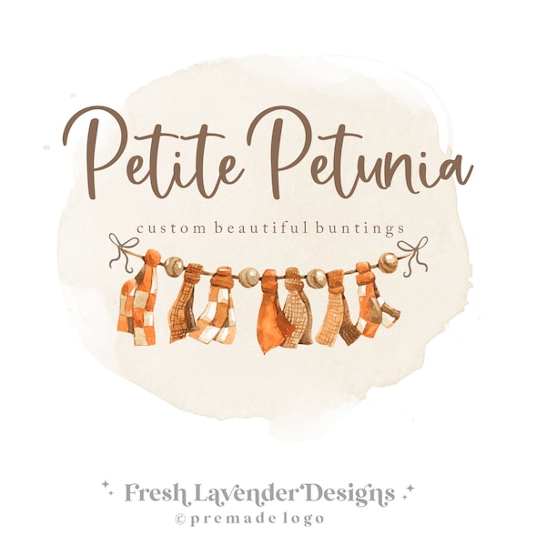 Custom Logo Design Premade Logo and Watermarks for Photographers and Small Crafty Boutiques Pattern Bunting Polka Dots and Stripes Whimsical