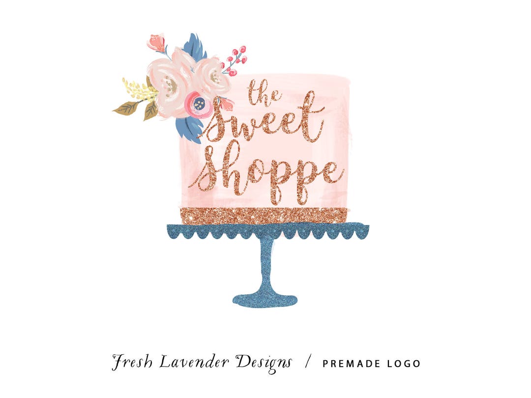 pink watercolour bakery logo | etsy | cake logo... Custom Watercolor Cake Logo: Bakery, Floral, Glitter (PNG, JPG) - Etsy